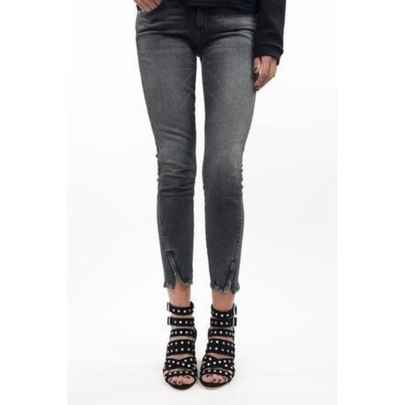 AMO Denim Twist Zip Skinny Jeans in Smoke 25 - Picture 3 of 12